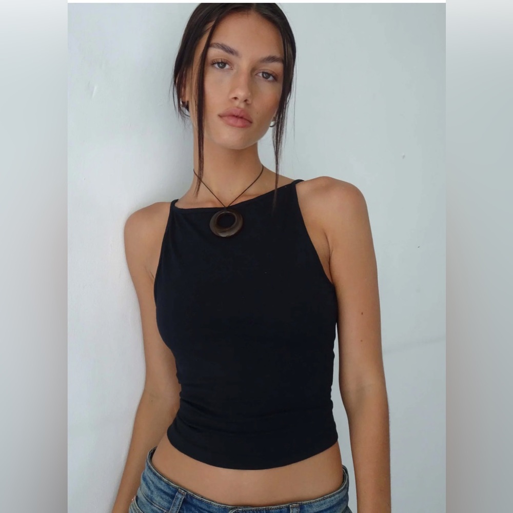 Motel Rocks Dudley Vest Top in Black XS